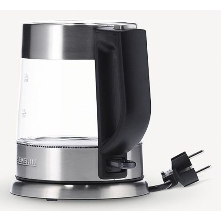 Severin WK 3468 bouilloire 1 L 2200 W Noir, Acier inoxydable, Transparent