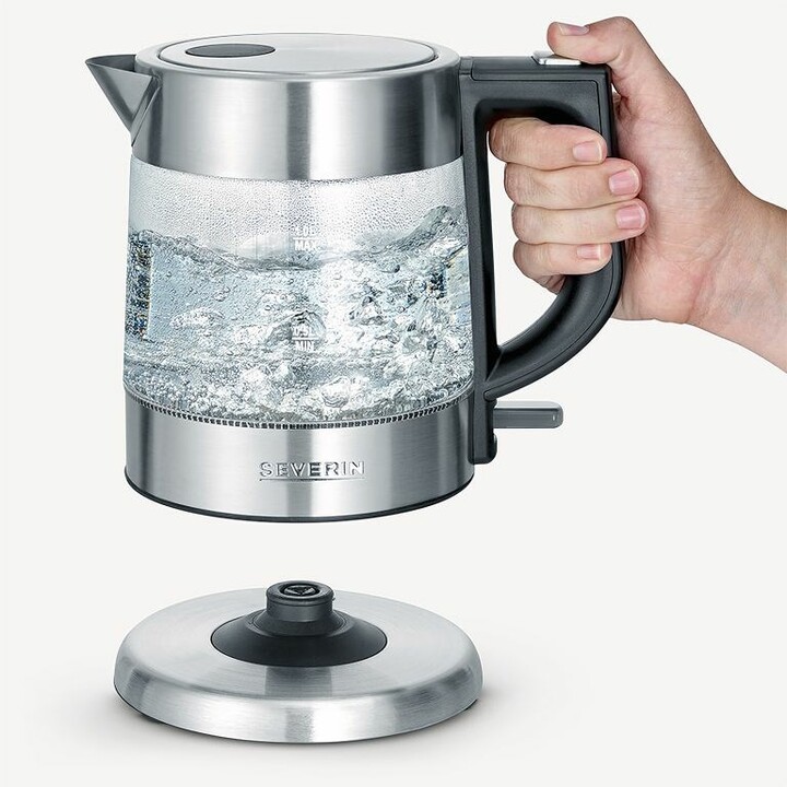 Severin WK 3468 bouilloire 1 L 2200 W Noir, Acier inoxydable, Transparent