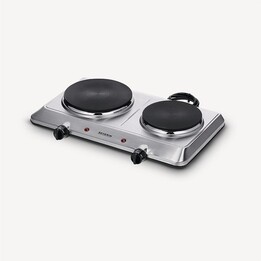Severin, DK 1014, Double plaque de cuisson électrique en acier inoxydable avec 2 plaques de cuisson et une puissance totale de 2