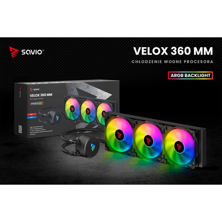 SAVIO VELOX 360mm ARGB CPU Liquid Cooler