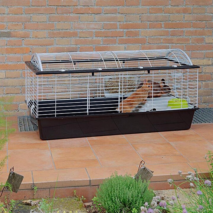 Jaula para conejos Ferplast CASITA 120, Ecosostenible - 119 x 58 x h 60 cm, Blanco / Negro