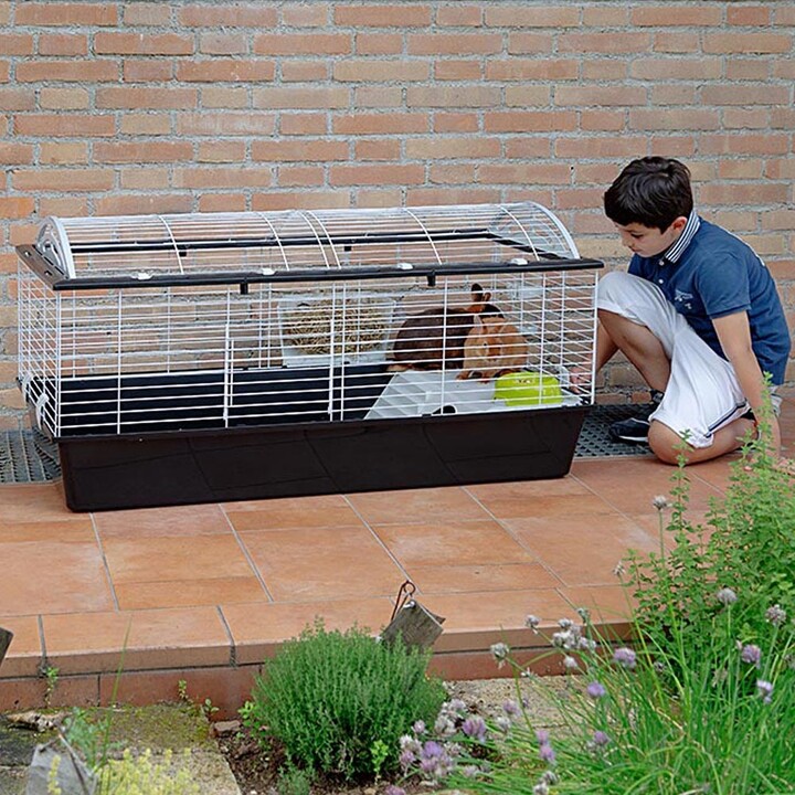 Gabbia per conigli Ferplast CASITA 120, ecosostenibile - 119 x 58 x h 60 cm, bianco / nero