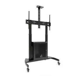 Tooq “narnia” Soporte De Suelo Con Armario Multiusos + Accesorios Rack Para Pantallas 60"- 100", Negro