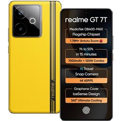 Realme GT 7T 5G, 12 GB 256 GB, Dual SIM, MediaTek Dimensidade 8400 Max Battery 7000mAh, Amarelo