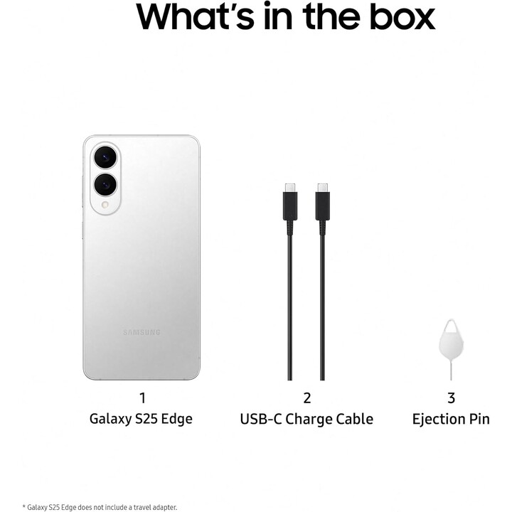 Samsung Galaxy S25 Edge, 12GB 512GB, teléfono inteligente AI, cámara de 200MP, plata de titanio