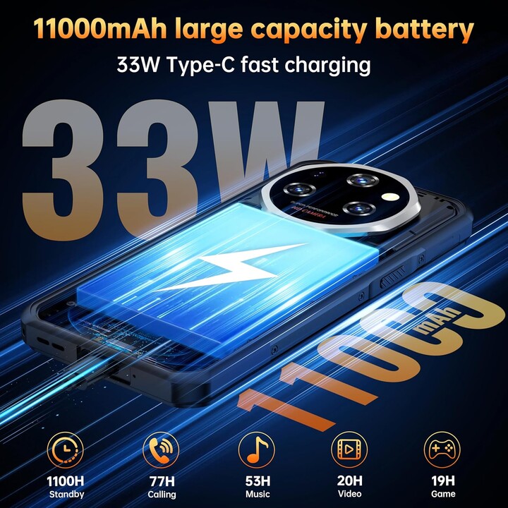 OUKITEL WP55 Pro 5G 6,6 pollici 11000 MAH 16GB 512 GB Dual Sim Nero Rugged