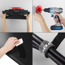 Maclean TV-Halterung, max VESA 600x400, 32-85", 60kg, horizontale und vertikale Winkelverstellung, Wandabstand 65-390mm, schwarz