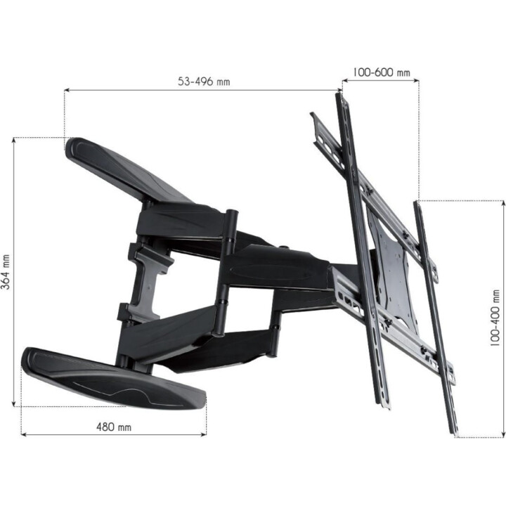 Ultra Slim Motion Full Motion LCD TV Wall Monte per 40-80" TVS, nero