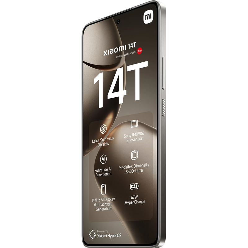 Xiaomi 14T 5G, 12 GB 256 GB, Smartphone con pantalla IA de 6,67", Dual Sim, Gris Titanio