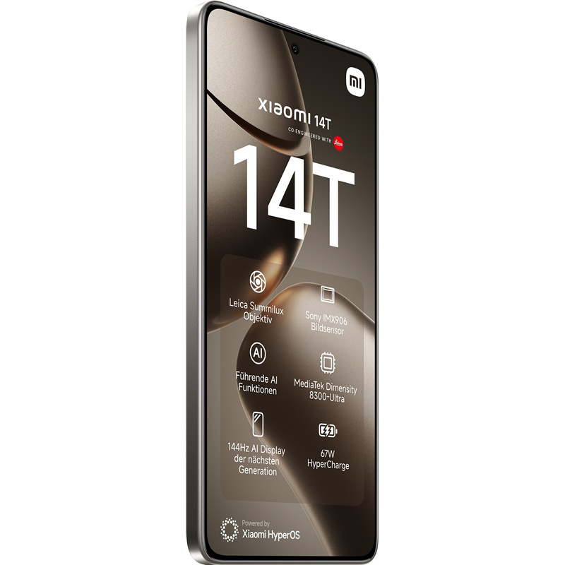 Xiaomi 14T 5G, 12 GB 256 GB, Smartphone con pantalla IA de 6,67", Dual Sim, Gris Titanio