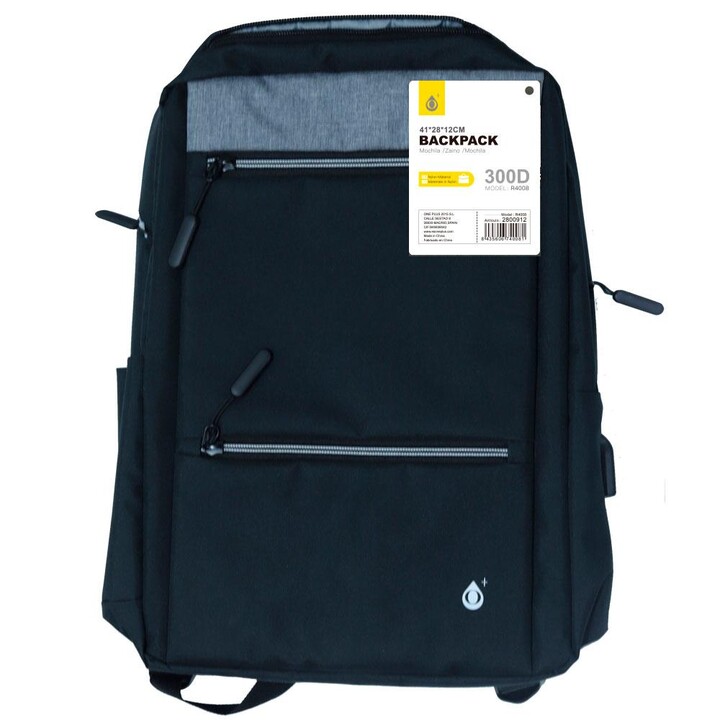 Zaino in nylon R4008 / Laptop fino a 16 / Idrorepellente / Nero / One+