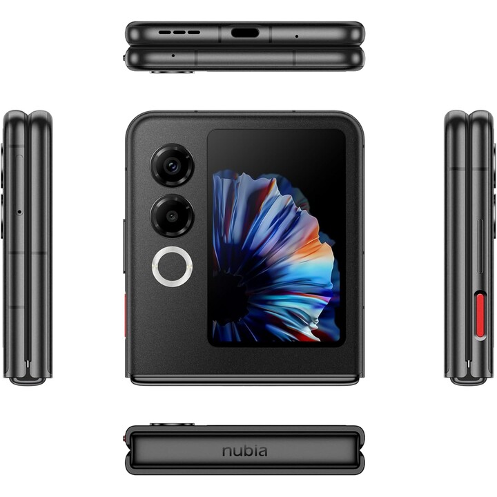 ZTE Nubia Flip 2 5G, 8GB + 256GB, Foldable Smartphone with AI, 6.9 120Hz FHD + AMOLED Display, 50MP, Black