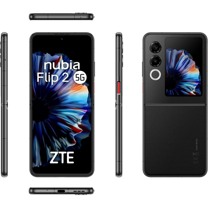 ZTE Nubia Flip 2 5G, 8GB + 256GB, Foldable Smartphone with AI, 6.9 120Hz FHD + AMOLED Display, 50MP, Black