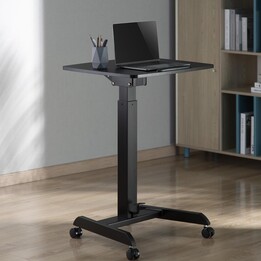 Maclean MC-892B Escritorio para portátil regulable en altura con ruedas negro