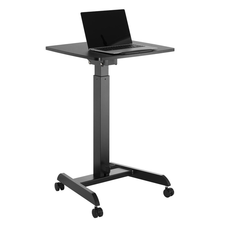 Maclean MC-892B Escritorio para portátil regulable en altura con ruedas negro