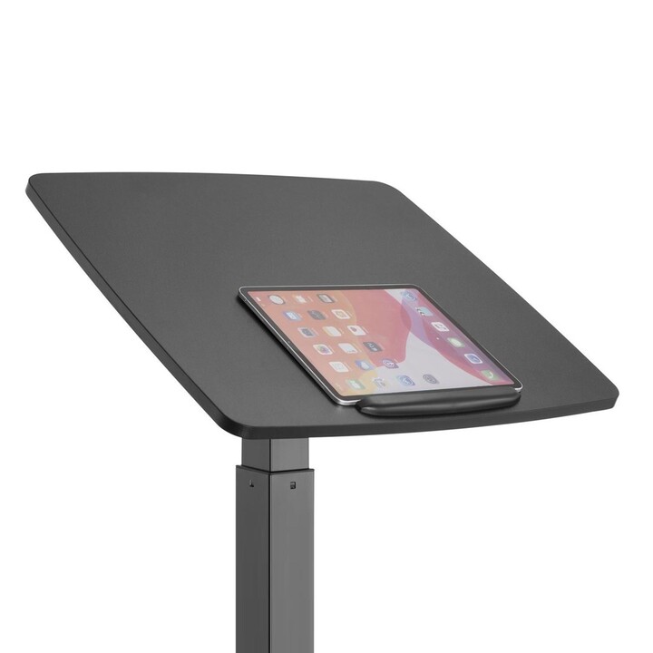 Maclean MC-892B Escritorio para portátil regulable en altura con ruedas negro