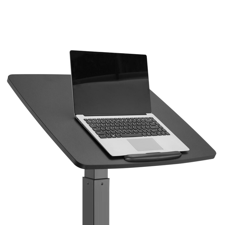 Maclean MC-892B Escritorio para portátil regulable en altura con ruedas negro