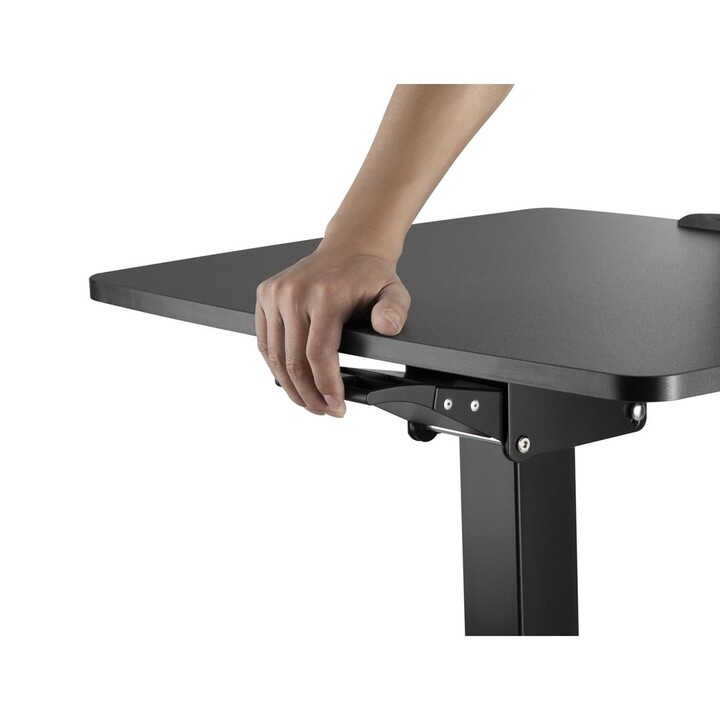 Maclean MC-892B Escritorio para portátil regulable en altura con ruedas negro