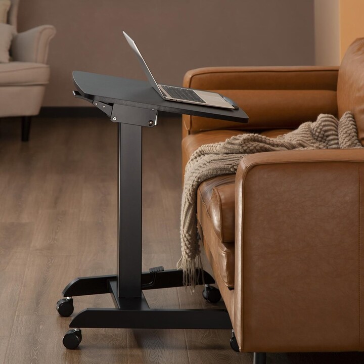 Maclean MC-892B Escritorio para portátil regulable en altura con ruedas negro