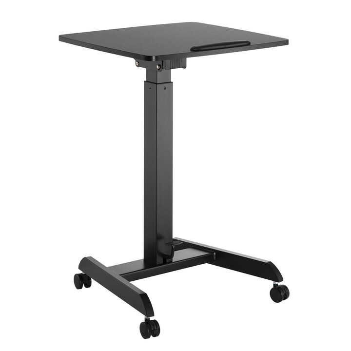 Maclean MC-892B Escritorio para portátil regulable en altura con ruedas negro