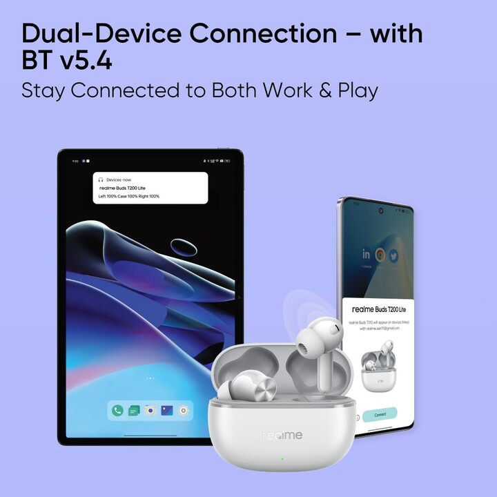 Realme buds T200 lite, controladores dinámicos de 12.4 mm, hasta 48 horas, 45 mm, impermeables IPX4, gris