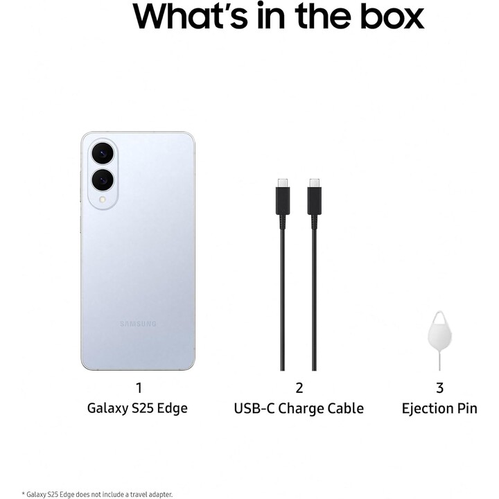 Samsung Galaxy S25 Edge, 12 GB 256 GB, smartphone AI, fotocamera da 200 MP, blu ghiaccio in titanio