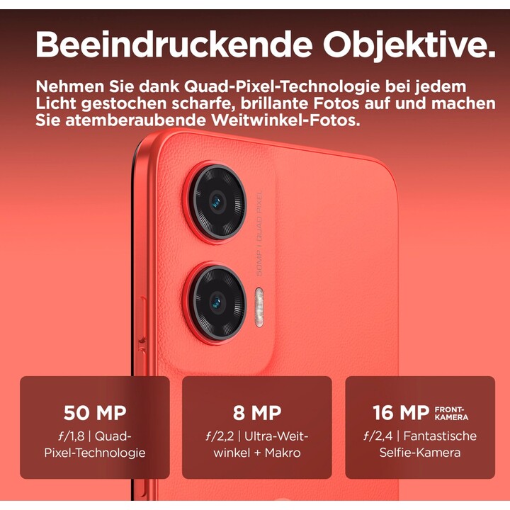Motorola Moto G35 5G Smartphone, 8/256 GB, 6,72 FHD+ Display, 50 MP Kamera, 5000 mAh, Android 14, Guava Red