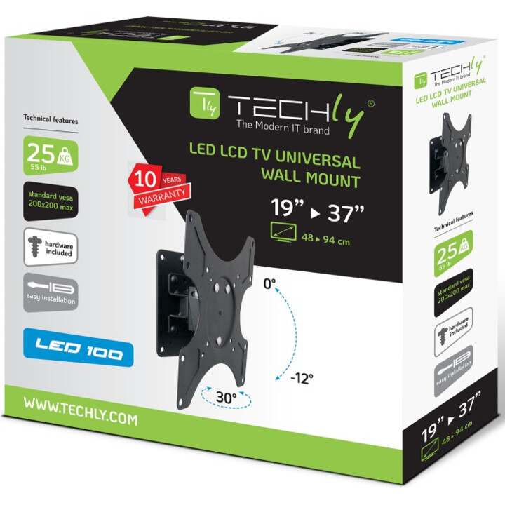 Techly ICA-LCD 2900B Support mural TV LED/LCD 19-37" noir
