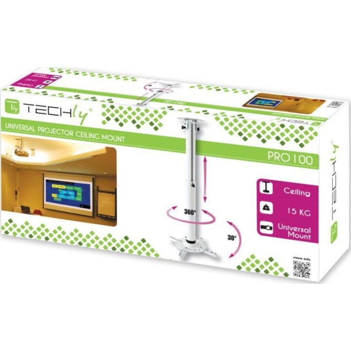 Techly ICA-PM 104MW Deckenhalterung für Projektor 500-770 mm Weiß