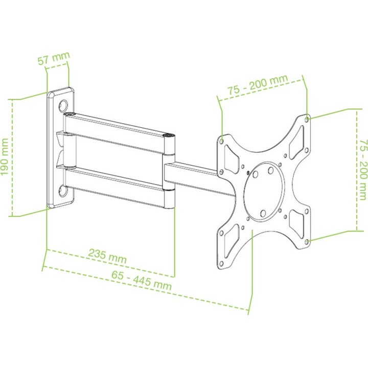 TECHLY ICA-LCD 2903WH Support mural pour TV LED LCD 19-37" inclinable 3 articulations blanc