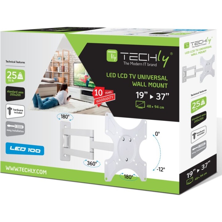 TECHLY ICA-LCD 2903WH Wall mount for LED LCD TV 19-37" tiltable 3 joints white