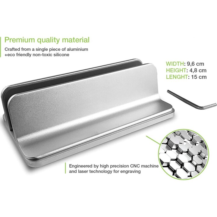 TECHLY ICA-TBL 010 supporto verticale per notebook in alluminio argento