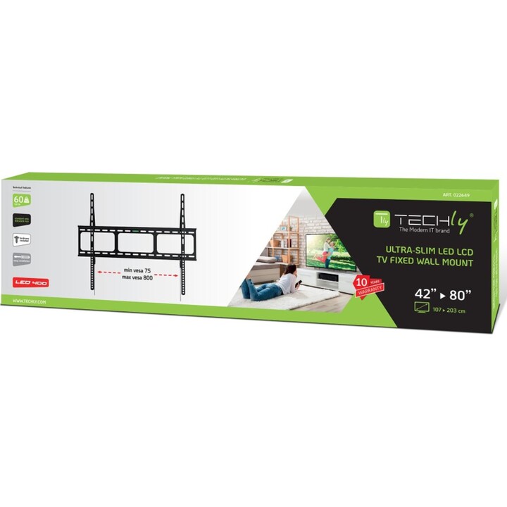 TECHLY ICA-PLB 860 soporte de pared fijo para TV 42-80" negro