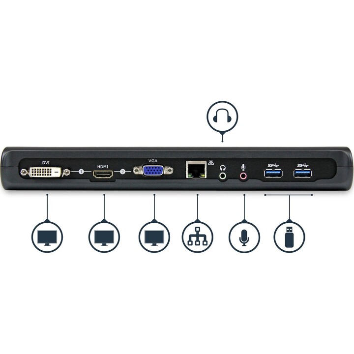 STARTECH.com USB3SDOCKHDV USB-3.0-Dockingstation Dual HDMI/DVI/VGA schwarz