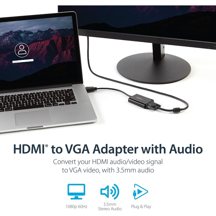 StarTech.com HD2VGAA2 adaptador HDMI a VGA con audio, negro