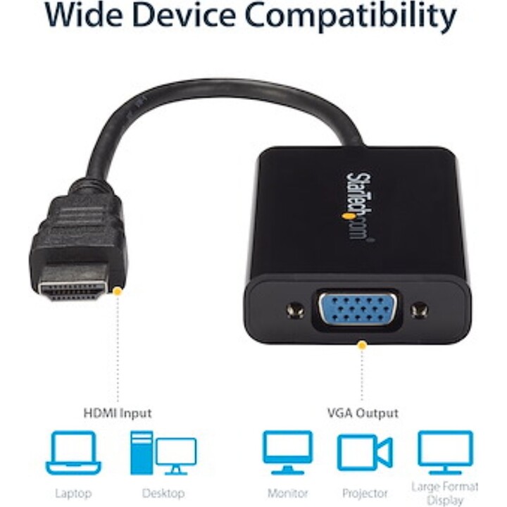StarTech.com HD2VGAA2 adaptador HDMI a VGA con audio, negro
