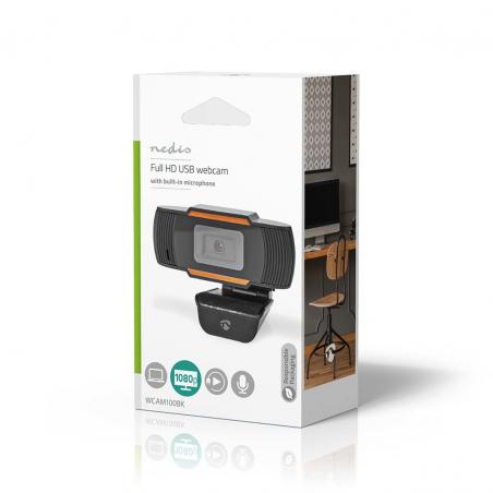 Nedis WCAM100BK cámara web 2 MP 1920 x 1080 Pixeles USB 2.0 Negro