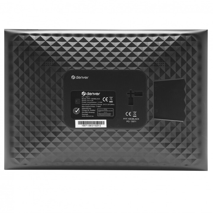Denver PFF-1063BLACK marco fotográfico digital Negro 25,6 cm (10.1") Pantalla táctil Wifi