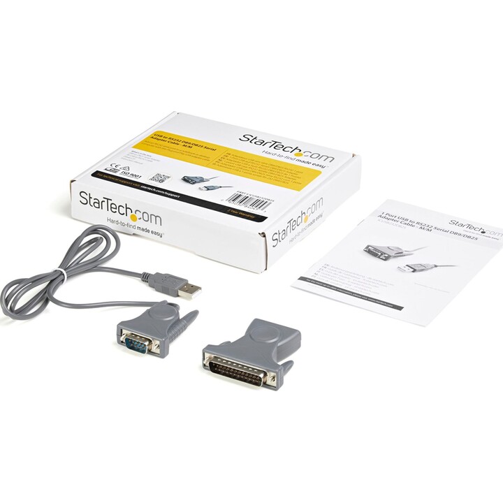 StarTech.com ICUSB232DB25 USB to RS232 serial adapter cable DB9/DB25 gray