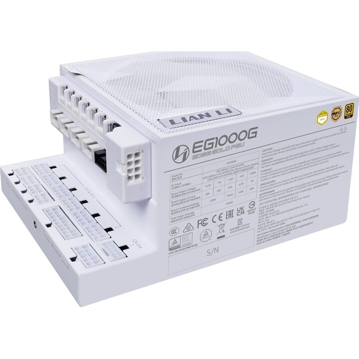 Fonte de alimentação|LIAN LI|EDGE GOLD 1000|1000 Watts|Eficiência 80 PLUS GOLD|PFC ativo|G9P.EG1000G.WH00.EU