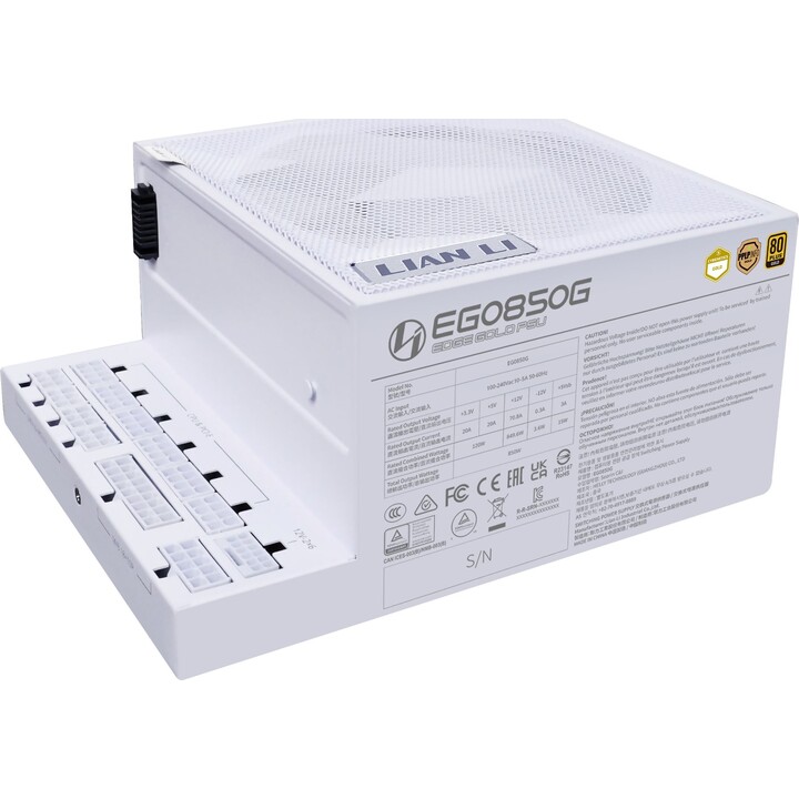 Fonte de alimentação|LIAN LI|EDGE GOLD 850|850 Watts|Eficiência 80 PLUS GOLD|PFC ativo|G9P.EG0850G.W000.EU