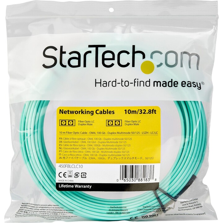 10m Multimode Glasfaserkabel LC/UPC zu LC/UPC OM4 - 50/125µm