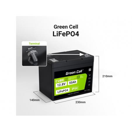 Green Cell LFPGC12V50AH batería para sistema ups Fosfato de hierro-litio (LiFePo4) 12 V 50 Ah