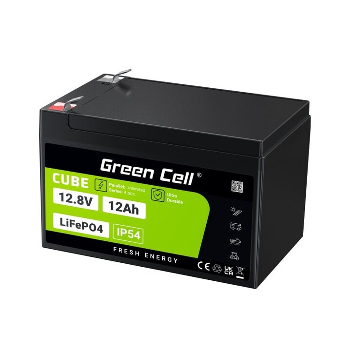 Green Cell LFPGC12V12AH batería para sistema ups Fosfato de hierro-litio (LiFePo4) 12,8 V 12 Ah