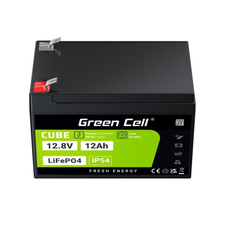 Green Cell LFPGC12V12AH batería para sistema ups Fosfato de hierro-litio (LiFePo4) 12,8 V 12 Ah