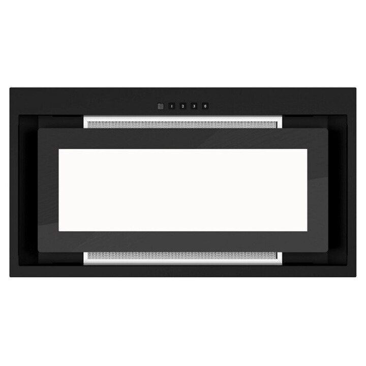 Akpo, WK-12 Evita, Wandmontierte Dunstabzugshaube mit Touch-Bedienung und effizienter integrierter LED-Beleuchtung, Schwarz
