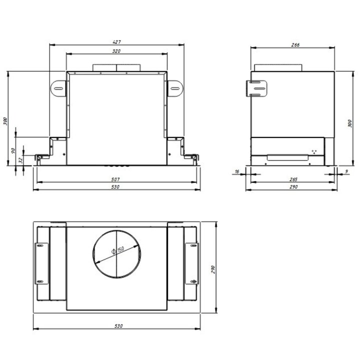 Akpo, WK-12 Evita, Wandmontierte Dunstabzugshaube mit Touch-Bedienung und effizienter integrierter LED-Beleuchtung, Schwarz