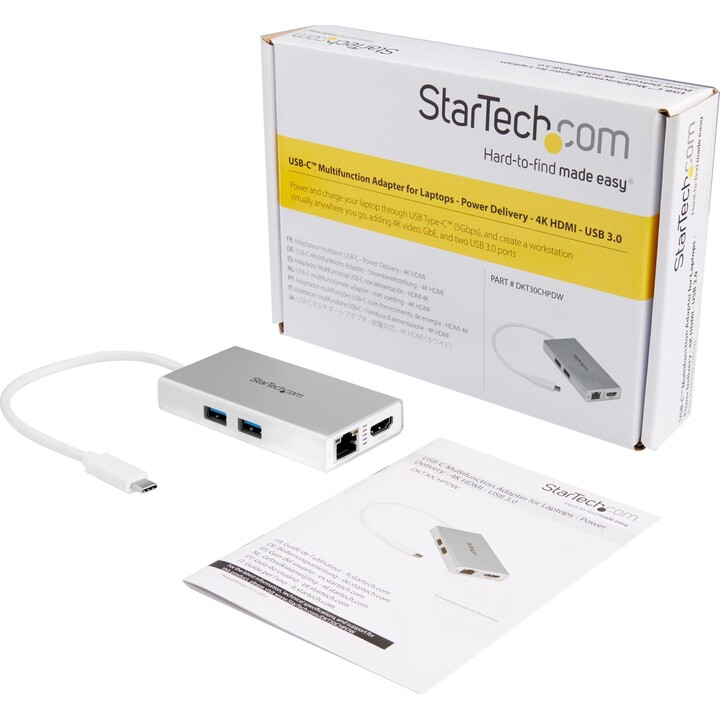 StarTech.com DKT30CHPDW adaptador multiportas USB-C HDMI 4K prata/branco