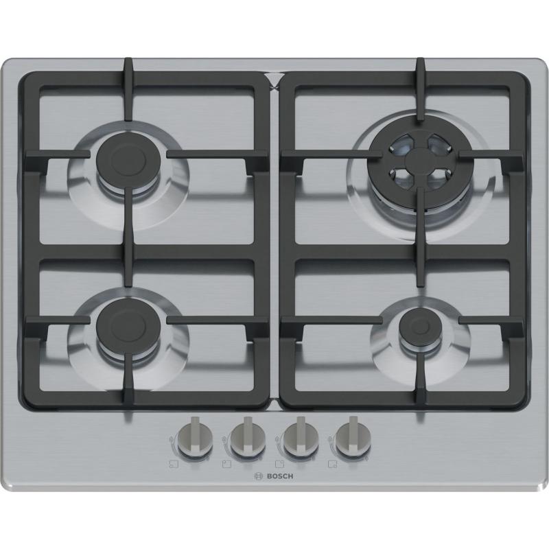 Placa de Gas Bosch Serie 4 PGH6B5K90 Integrado 58 cm 4 zonas Plata Negro
