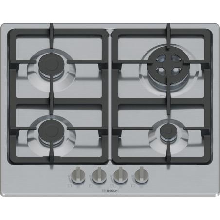 Placa de Gas Bosch Serie 4 PGH6B5K90 Integrado 58 cm 4 zonas Plata Negro